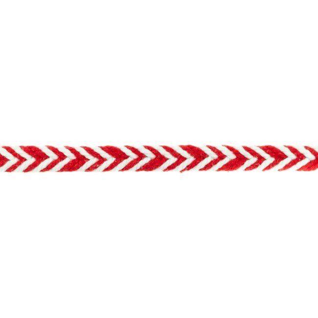 Ozdobná spletená šnúrka v bielej a červenej farbe 31742