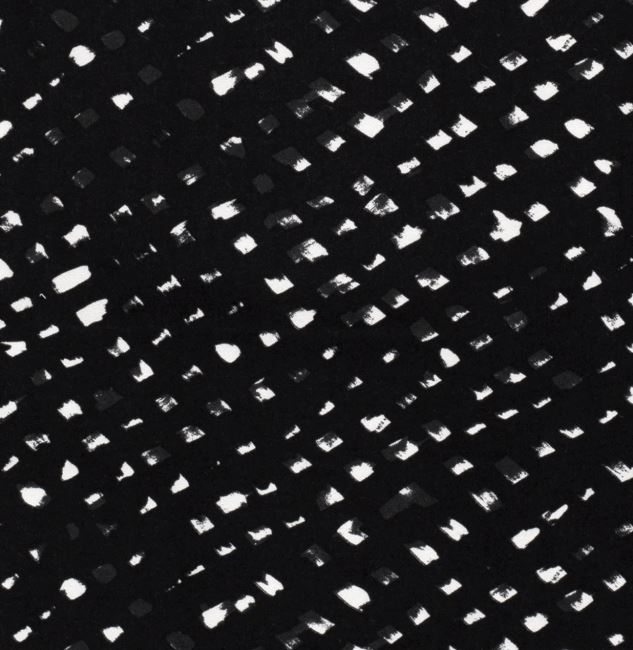 Strečová bavlna v čiernej farbe s geometrickou potlačou 20078/069