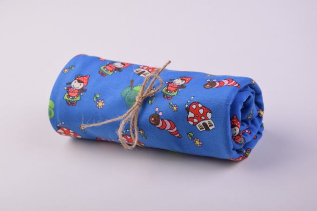 Rolička bavlneného úpletu v modrej farbe s detskou potlačou RO62072
