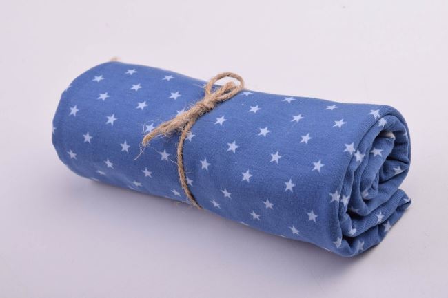 Rolička bavlneného úpletu v modrej farbe s potlačou hviezd RO11802/006