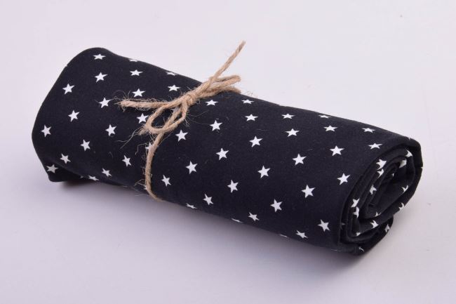 Rolička bavlneného úpletu v čiernej farbe s potlačou hviezdičiek RO11802/069