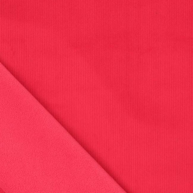 Fleece v červenej farbe s jemným rebrovaním 21101/425